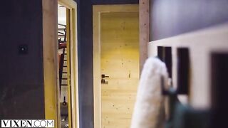 Petite skier Sonya has passionate sex in the Alps with a hot partner