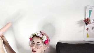 The cute and petite babe Emma Fiore has a great time with her toy