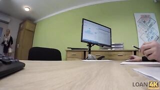 Business lady gets loan from the bank for some money