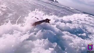 The pretty beach girl is asking for anal sex in a polite manner