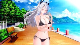 Playing Video Games with Waifu Prinz Eugen and Fucking Her