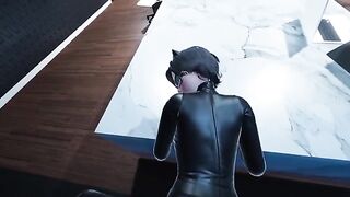 Catwoman fucks with a guy in the office, showcasing her seductive skills