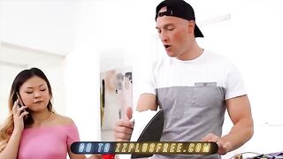 Lulu Chu catches Zac Wild spying, then fucks with him passionately