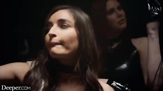 The mistress teaches her slave to obey through intense domination in a passionate scene