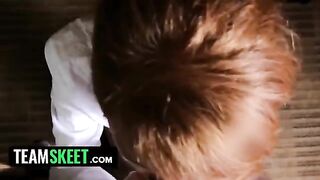 A cute redhead housekeeper got banged hard by a hung in POV style