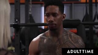 The muscle guy has his way with the ebony beauty's holes in intense action