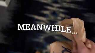 A blue-haired thick girl orders delivery and shows her body to the guy in a steamy scene