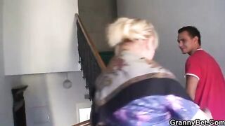 Freckles old lady with big tits enjoys riding cock in hardcore action