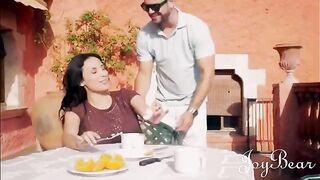 Busty brunette Anissa Kate enjoys passionate holiday fling with well-hung stud