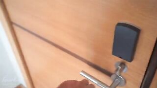 A girl was stuck under the couch and her pussy got filled with cum