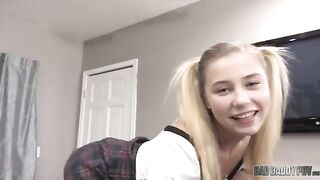 The petite blonde girl, Carolina Sweets, will do anything to please her stepdad