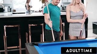 Roommates Paige Owens and Kay Lovely use a stud as a sex toy