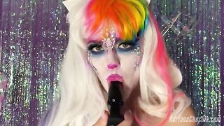 Rainbow dildo opulence with Adriana Chechik for Halloween, showcasing her intense solo performances
