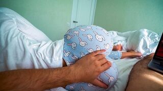 A step sister helps her brother to experience orgasm while he is watching porn