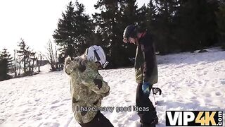 Skier gets fucked after being picked up