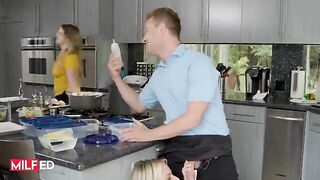 Rachael Cavalli, a hot housewife with big boobs, fucks a lucky guy hard