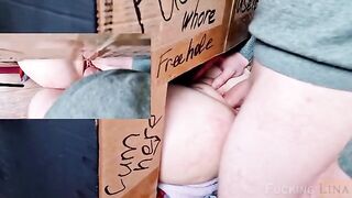 The pretty girl fucked in the glory hole for three times