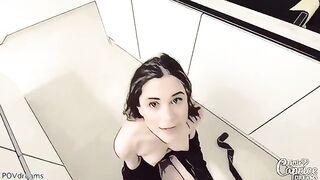 Pervert guy fucked his stepsister Little Caprice in the mouth