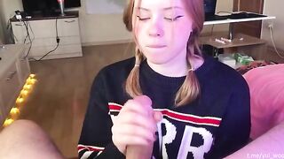Student gently sucks dick and receives a lot of sperm