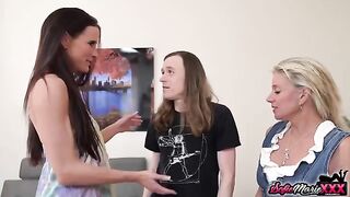 The stepsons are swapping moms in a steamy orgy scene