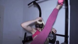 Fitness girl gets her ass hole gapped by two cocks at the gym