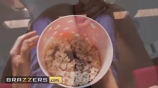 A naughty girl gets her pussy smashed by a cock in the popcorn machine