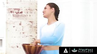 Bella Rolland massages pervert landlord, shows big tits