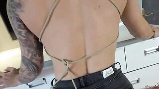 My stepbrother fucks me up against my sexy jeans shorts
