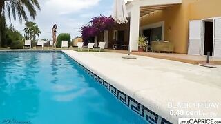 The Little Caprice makes a stunning blowjob underwater with a guy