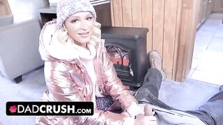 Blonde Emma Hix gets cum on her face after intense titfuck