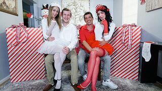 Cute stepdaughters Kyler Quinn and Alice Pink in a costume swap