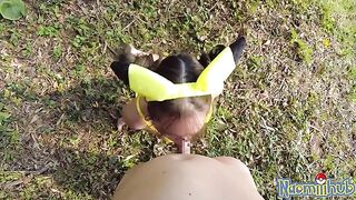 A beautiful Japanese girl is tenderly fucked in public by her boyfriend