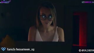 Petite Lesya Moon gets strapped and fucked by Sia Siberia in Halloween tale