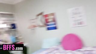 Two roommates fucked by college girls Jessica Rex, Emma Starletto, and Paige Owens in an orgy