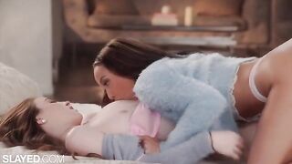 Two skinny and hot girlfriends are engaged in sensual lesbian sex