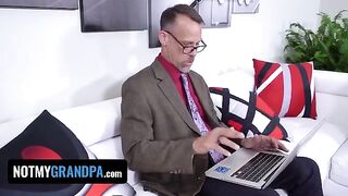 Madi Collins, the cute ginger redhead from Chicago, gets fucked by old perv
