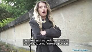 Hot French teacher seduces guy with offer of posing nude for cash in steamy Public Agent scene