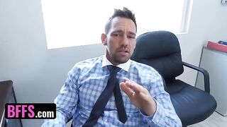 Three busty secretaries getting fucked by their boss's step-son