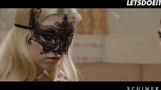 Blonde babe Misha Cross gets her pussy railed by two cocks in HD