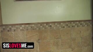 Pervert guy caught step sister Natalie Porkman rubbing her pussy with a pillow