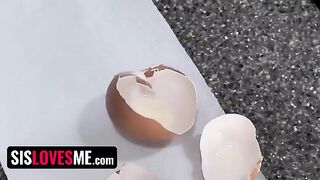 Curvy step sister Dana Wolf seduced her stepbrother in the kitchen