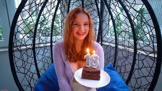 Skinny babe gets fucked on her 18th birthday in real action