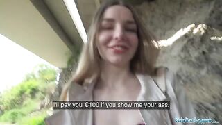 Hot long haired Ukrainian girl gets banged outdoors for cash