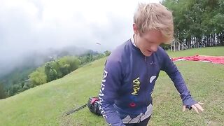 Real squirting action while paragliding in 2200 m above the sea (7000 feet)