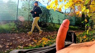 A flash of cock in the park, a hard titty fuck awaited