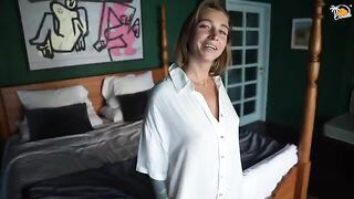 Blonde cougar enjoys hardcore sex with a guy using a sex toy
