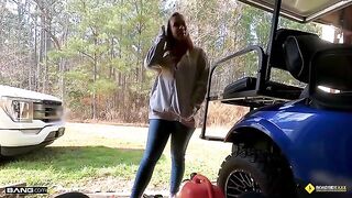Our mechanic got lucky with a busty blonde babe, Bailey Brooke, who’s known for her jaw-dropping curves and that signature blonde bombshell look