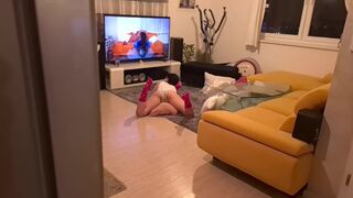 A horny guy was caught watching porn with a hot stepsister