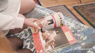 Two hot lesbians try to pose like in the Kama Sutra before getting naked