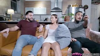 My stepsis fucks while her husband is right next to her